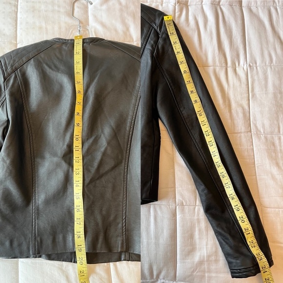 Jacqueline de Yong Dream Faux Leather Cropped Jacket Black 36 - Picture 13 of 16